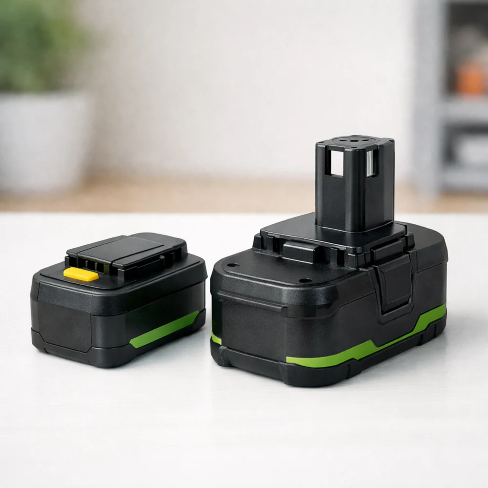 Two generic airsoft battery shapes shown side by side for size comparison.