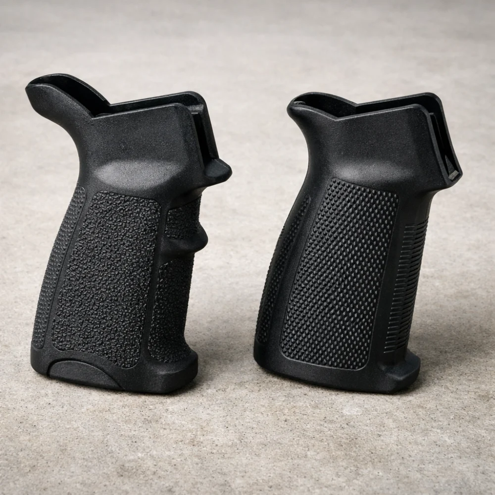 Two generic airsoft pistol grips shown side by side on a plain background.