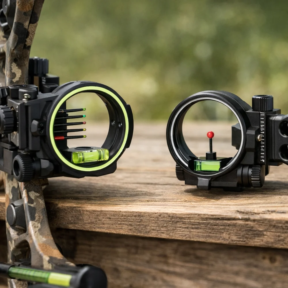 Two generic bow sight styles displayed side by side for comparison.