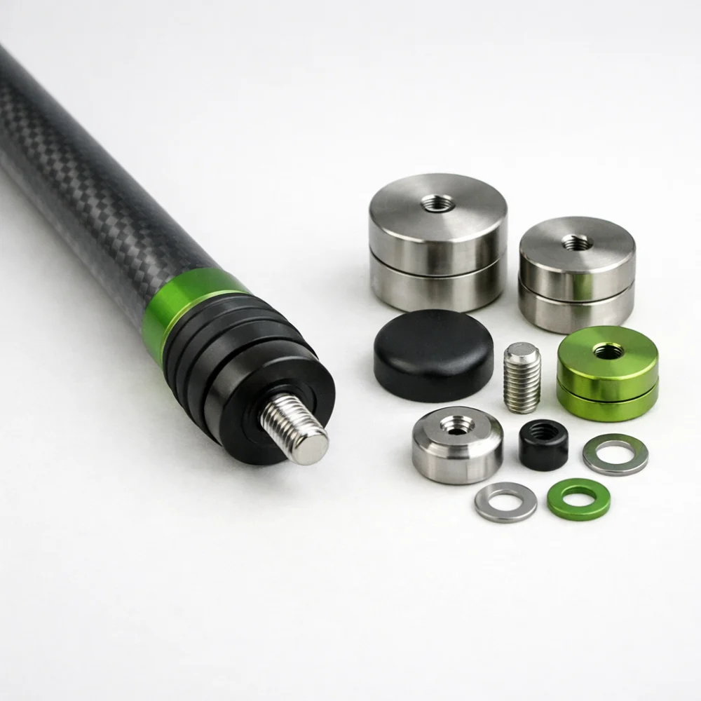 A bow stabiliser rod with weights and fittings