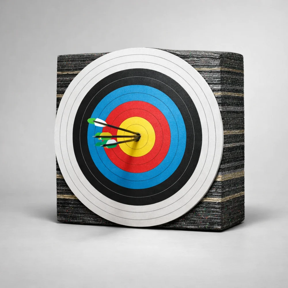 A generic archery target boss shown on a neutral background.