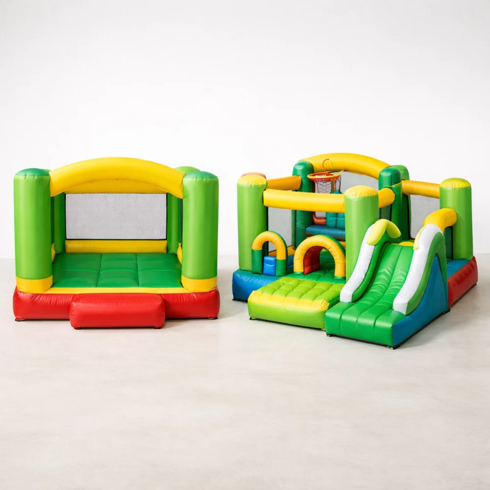 Two generic inflatable play layouts compared side by side
