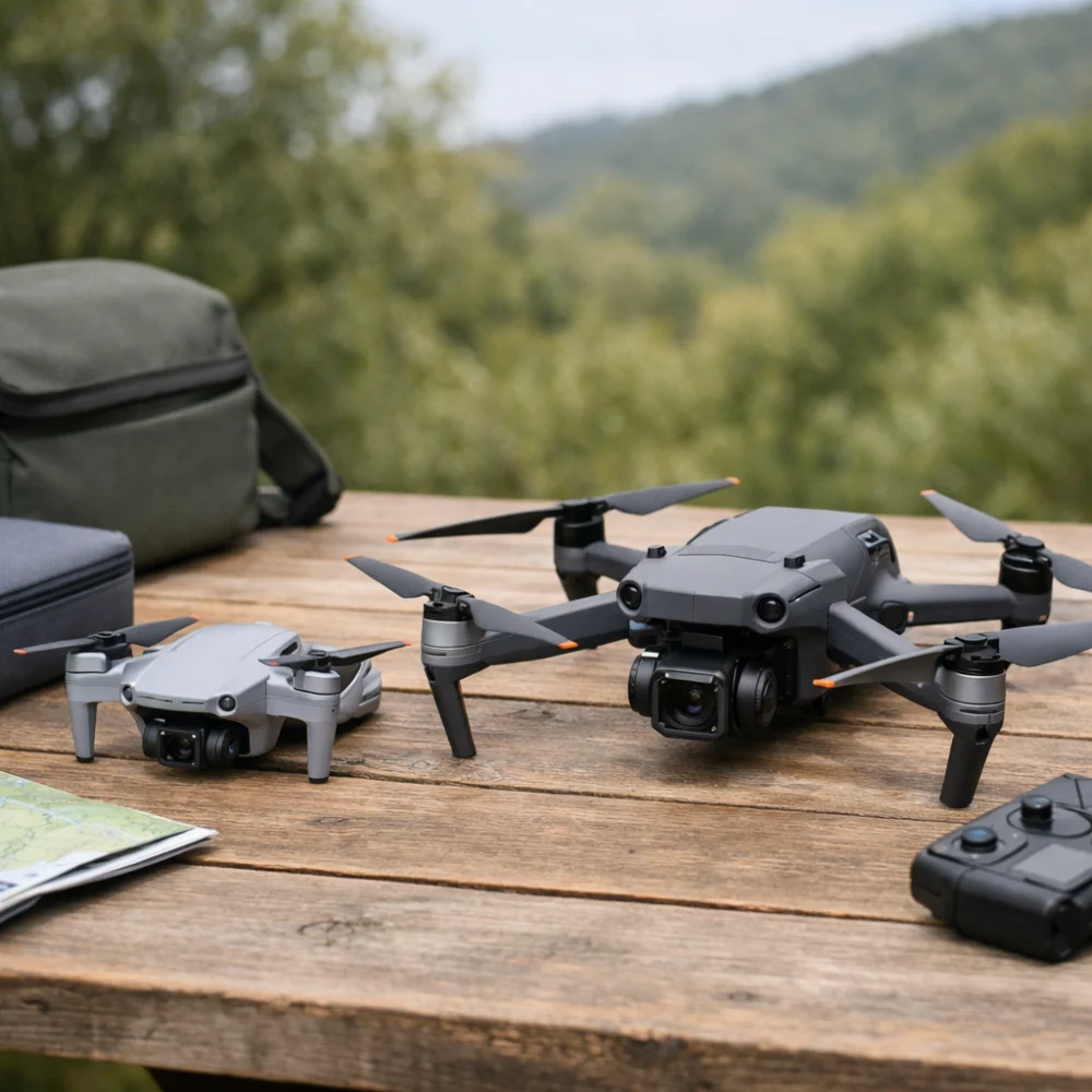 Two generic drones side by side to show different sizes