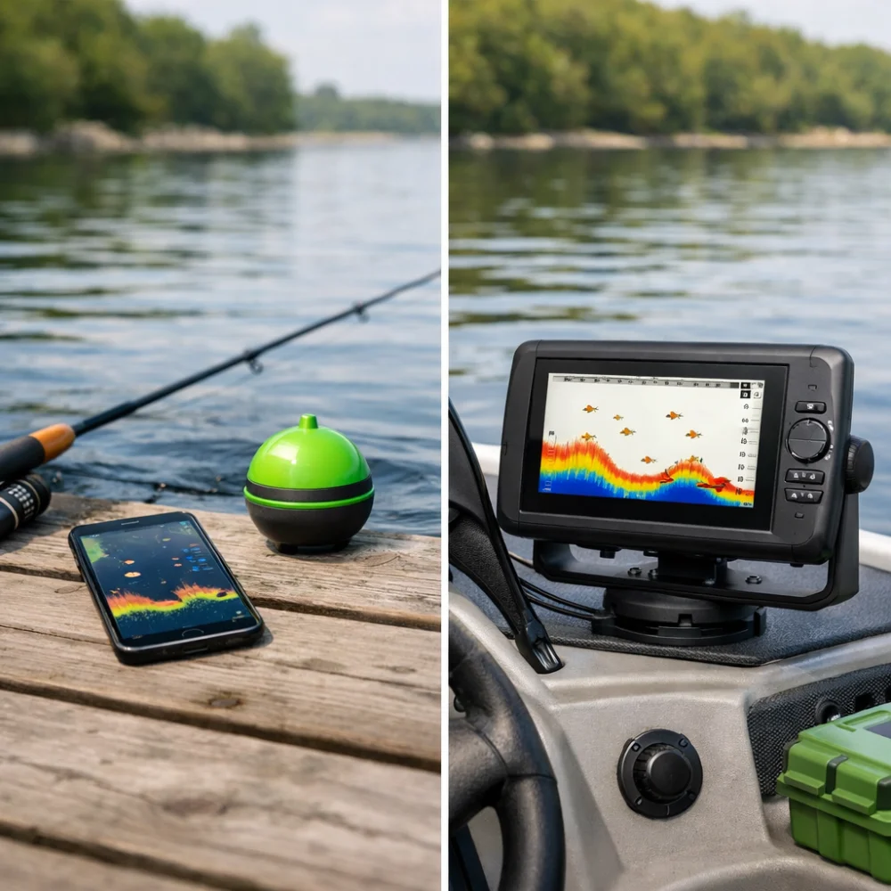A comparison of portable and mounted fish finder styles