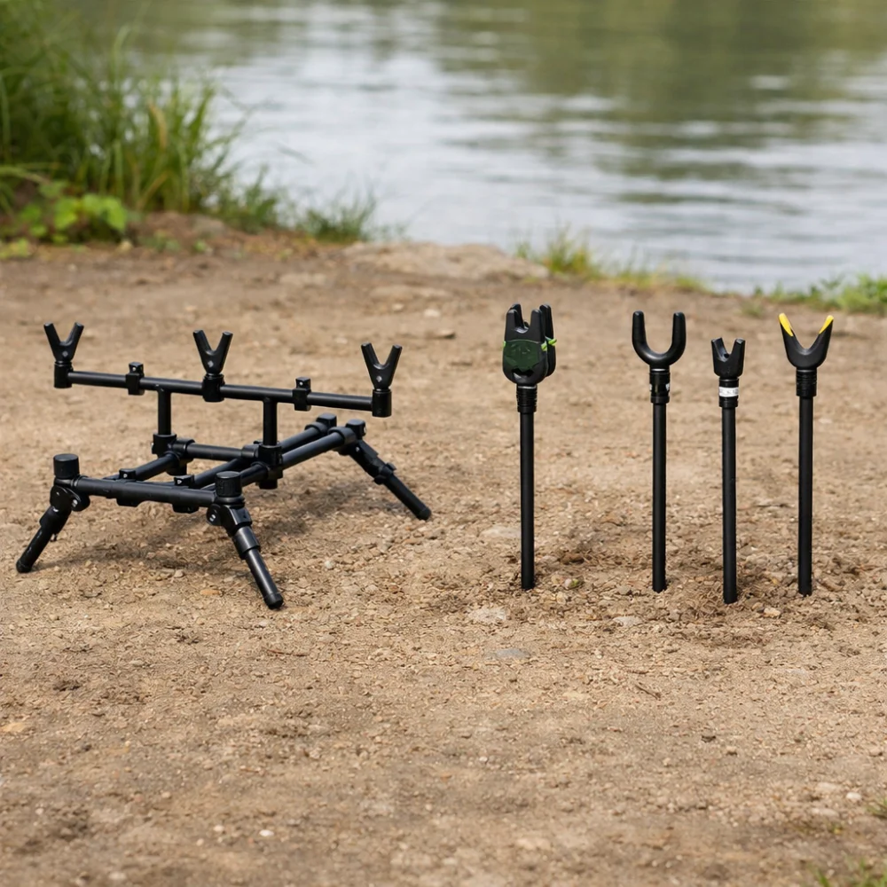 Rod pod and banksticks shown side by side for comparison