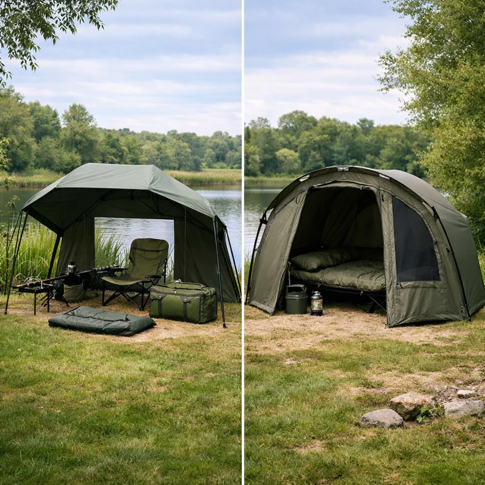 Comparison of two fishing shelter styles