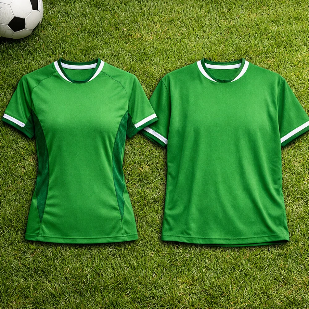 Two generic football jerseys showing different fits