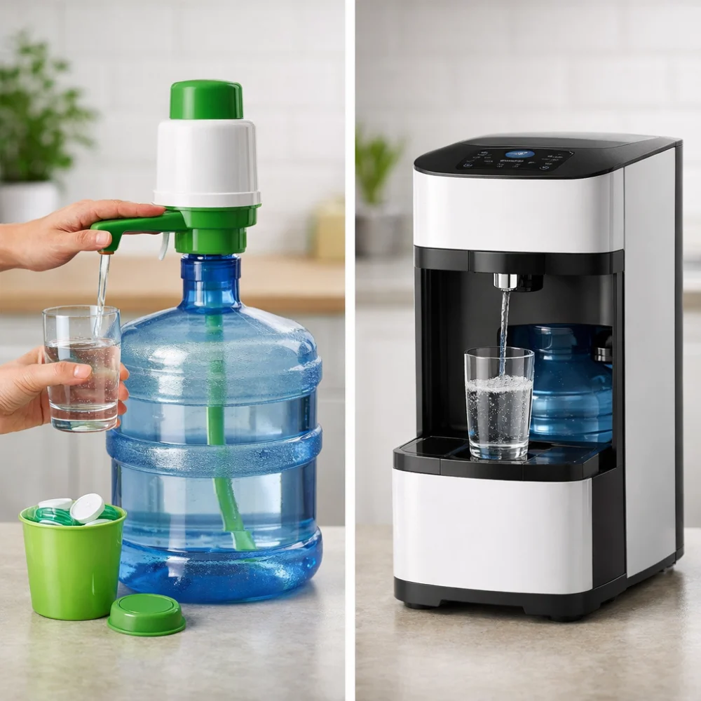 Two styles of golf ball dispenser shown side by side