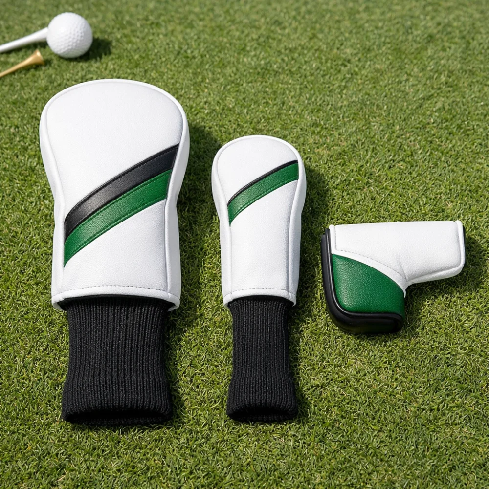 Three golf club head cover shapes shown side by side
