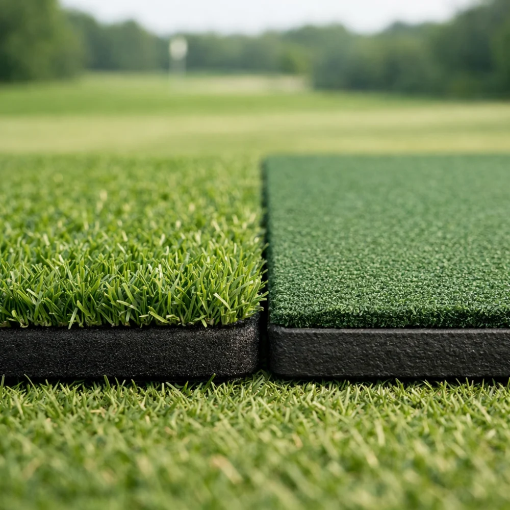 Comparison of two golf practice mat surfaces