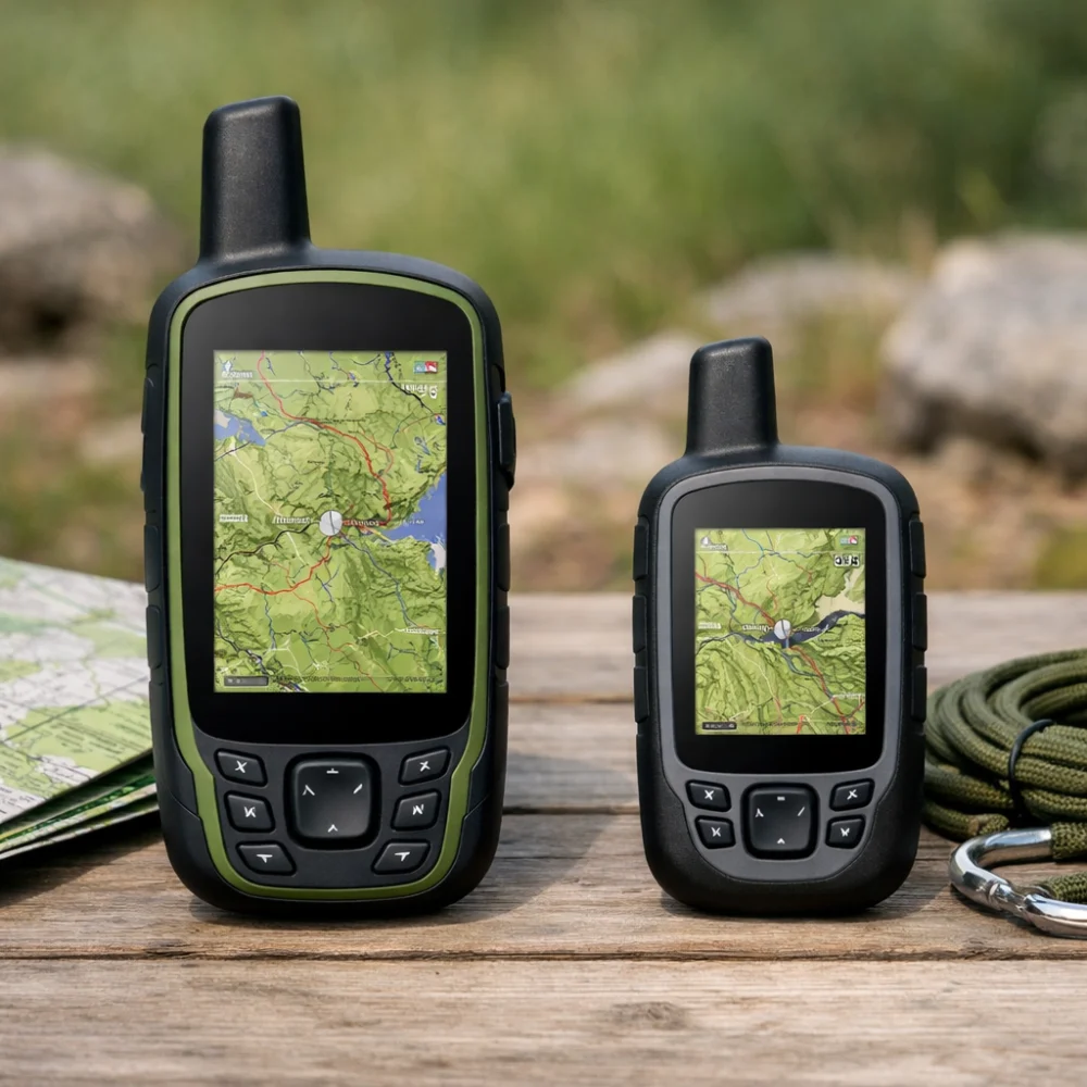Two generic handheld golf GPS devices showing different form factors