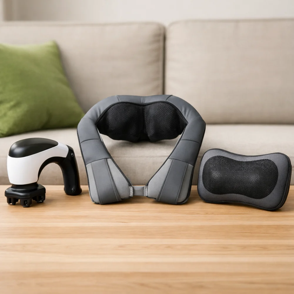 Three generic massager styles arranged side by side