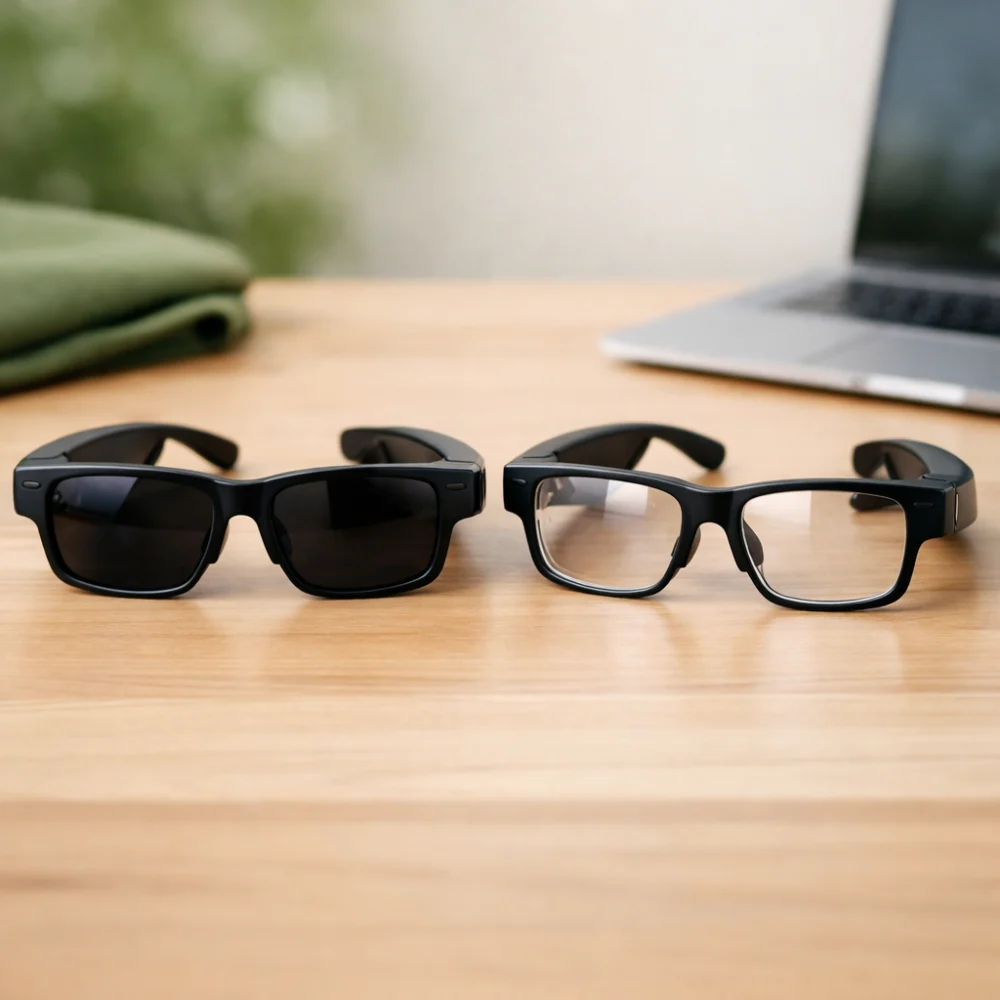 Two pairs of generic smart glasses shown side by side