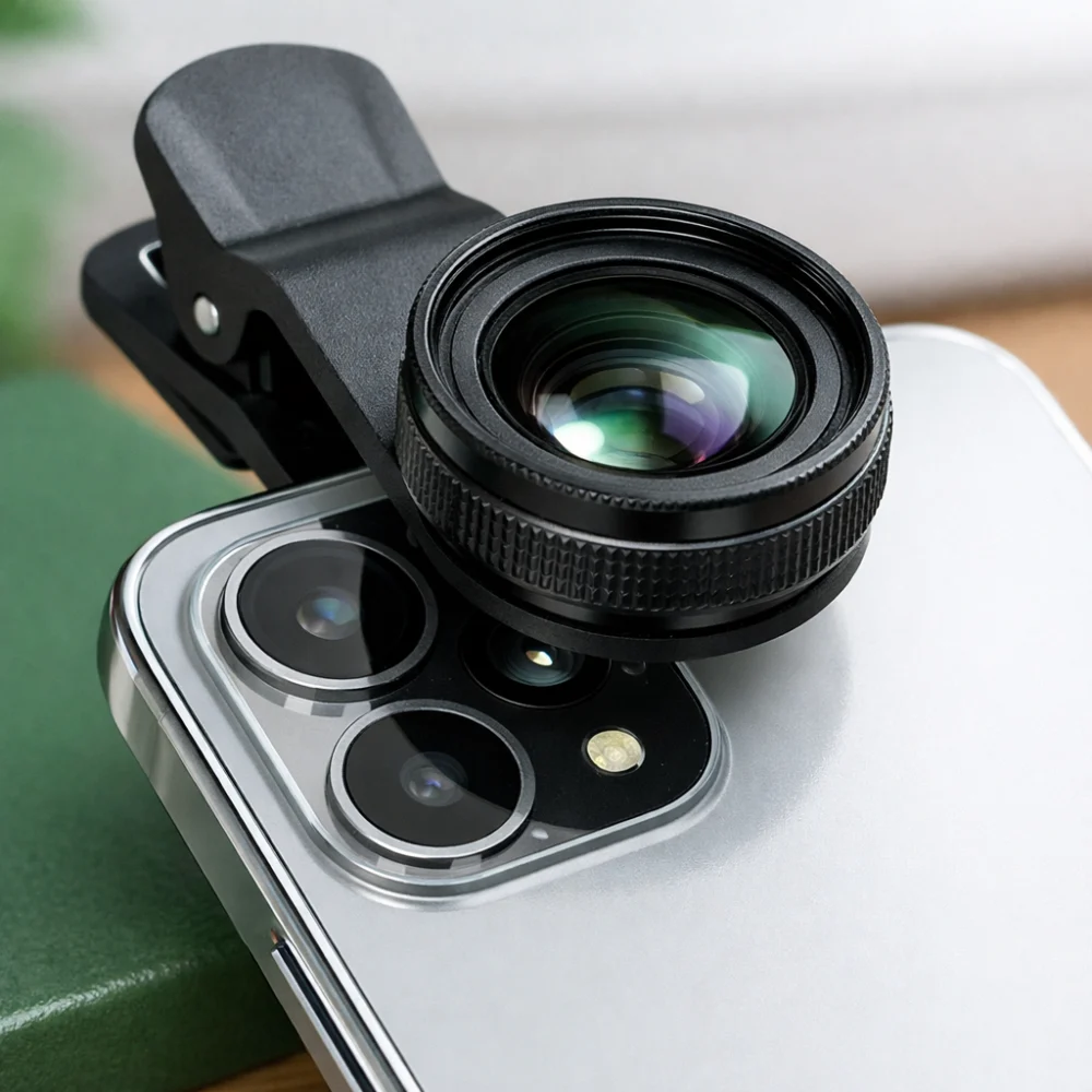 Generic clip-on phone lens aligned with a smartphone camera