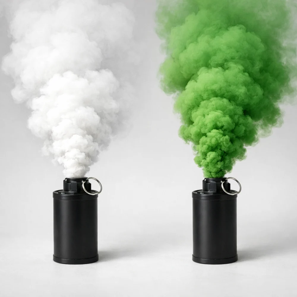 Two generic smoke-effect items showing different coloured smoke results on a plain background