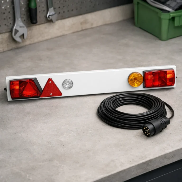 Trailer light board with cable on a neutral surface