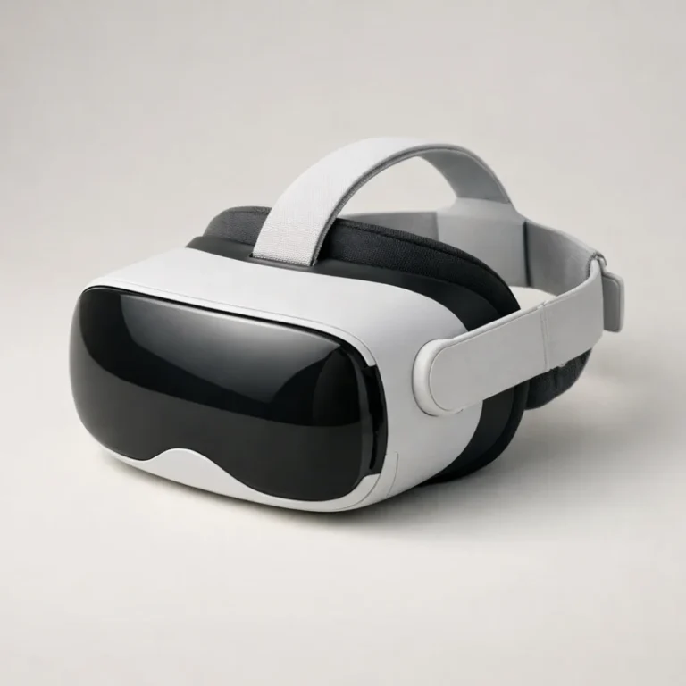 A virtual reality headset shown on a plain background