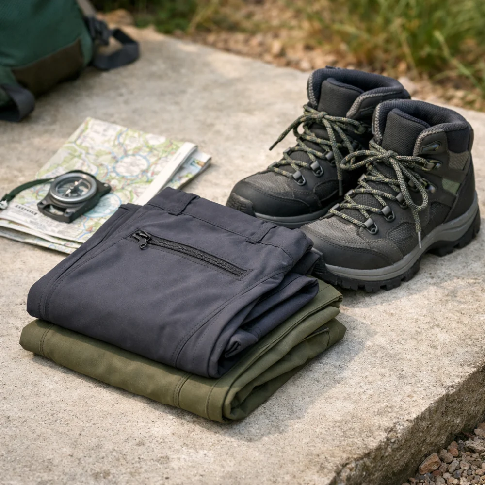 Women’s hiking and walking trousers styled with outdoor walking essentials