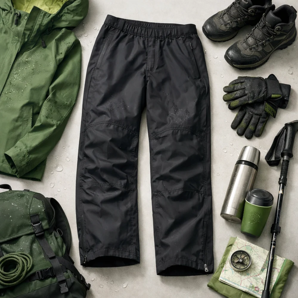 Women's waterproof trousers styled with wet-weather outdoor gear